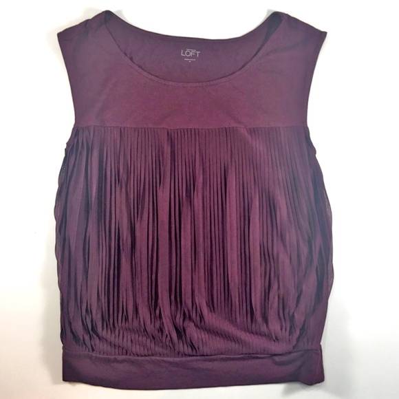 LOFT Tops - LOFT Sz Medium - Plum Pleated Tank w/Banded Bottom